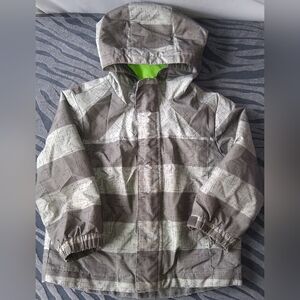 Kids Cherokrr Gray and Green Hooded Coat
